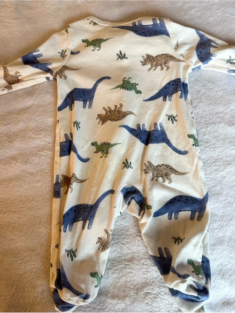 Carter's Cream Footed One-Piece with Blue, Green and Brown Dinosaurs